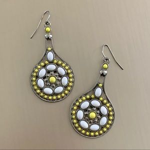 3/$20 Yellow & White Beaded Statement Earrings